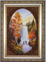 Картина из янтаря "Водопад"